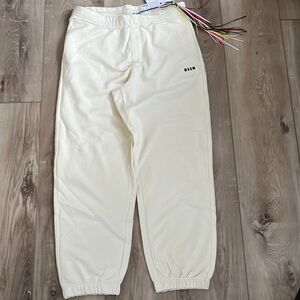 MSGM Track Pants Mens Joggers Sweatpants Ivory Size XL NEW